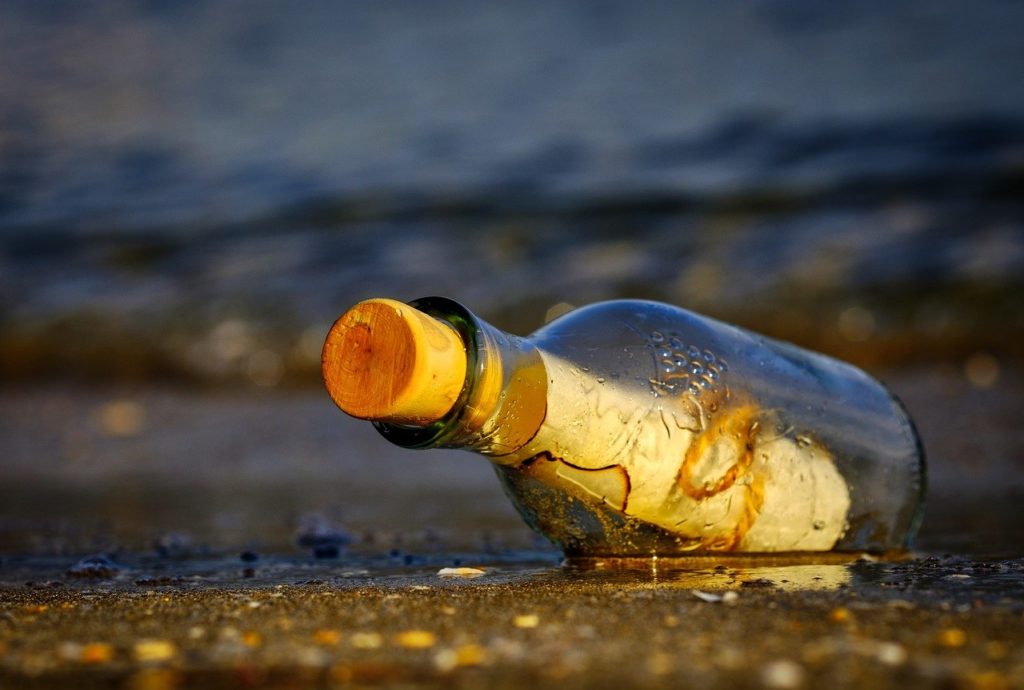 message in a bottle, bottle, sea